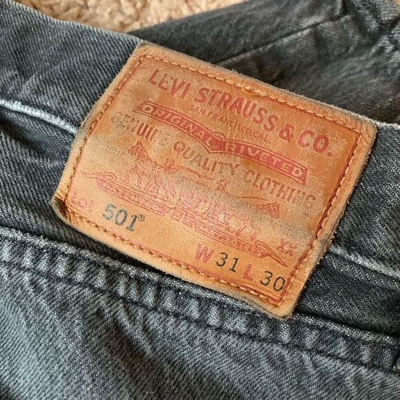 Levi’s 501 Straight Leg Distressed Denim Jeans 31x30 Grey Distressed - Picture 5 of 8